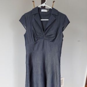 Tailored Gray Calvin Klein Cap-Sleeve Stretch Dress